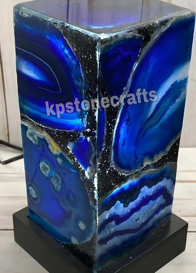 Lámpara de piedra de ágata azul, lámpara de geoda moderna para comedor, regal... - Imagen 3 de 4