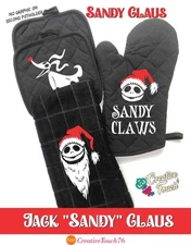 Kitchen Gifts Sandy Claus Jack Skellington Christmas Black Pot holder set of 4