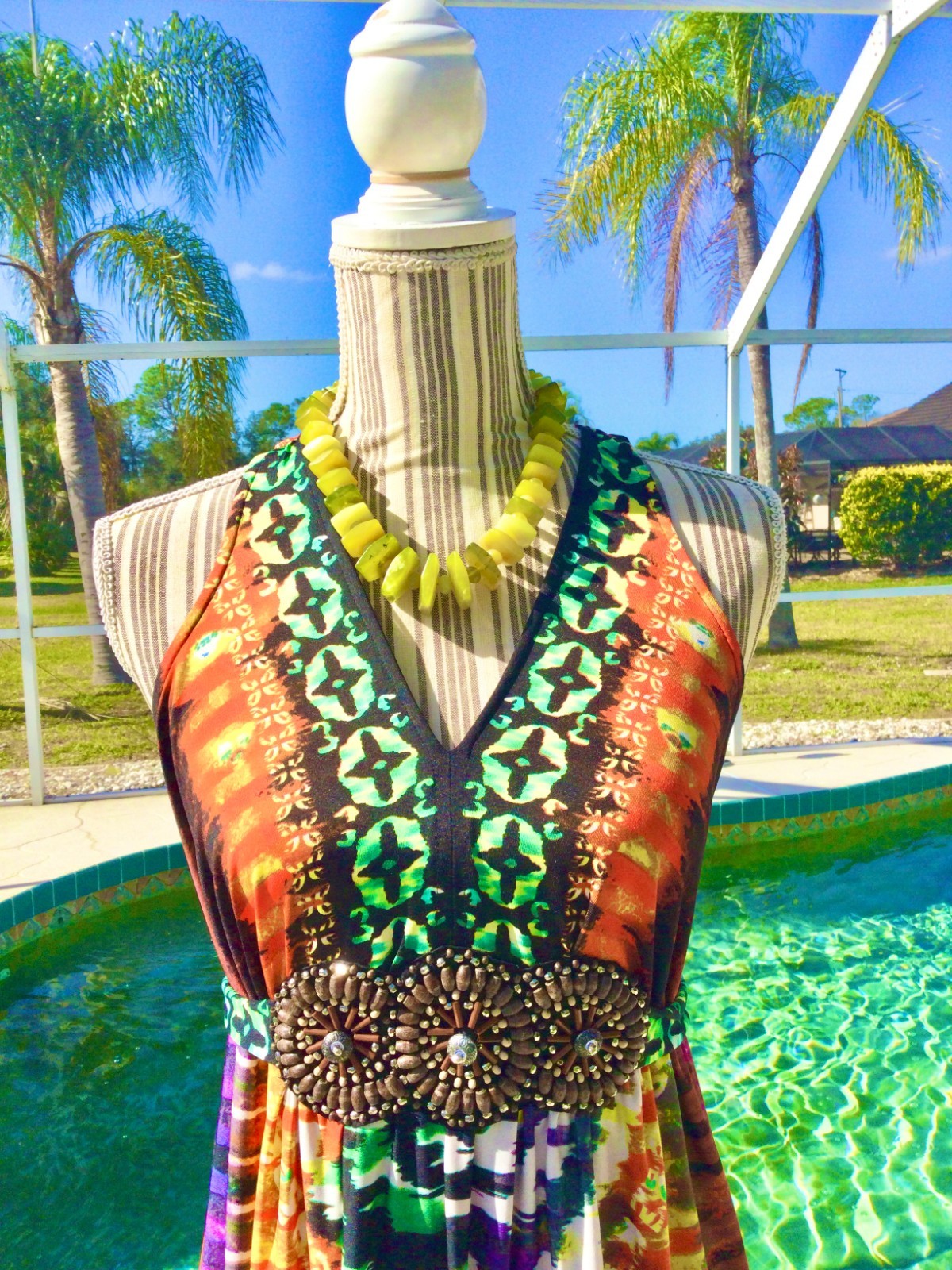 ROZ ALI Bright Multi-Colored  DRAMATIC Design/ Be… - image 3