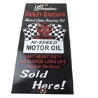 Vintage Harley Davidson Motorcycle Sign - Racing Oil Porcelain Pump Ad Sign