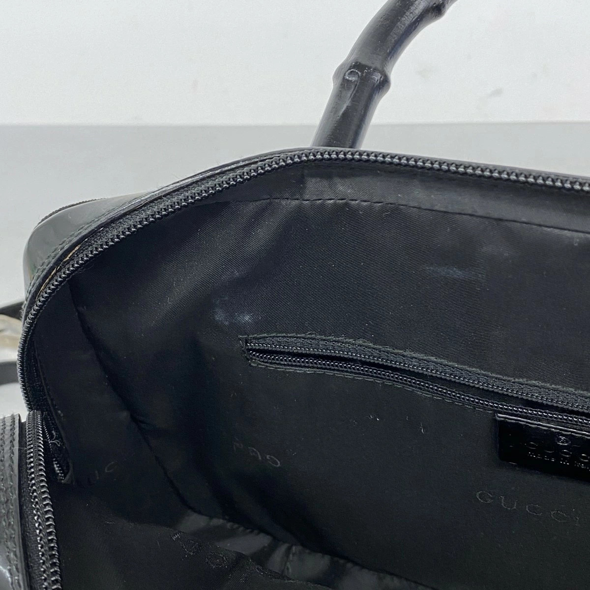 Gucci Bamboo Nylon 2way Handbag Black Silver Hardware thumbnail 11