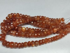 Sunstone Faceted Rondelle Beads  7  9 mm  8" Strand  Natural Gemstone