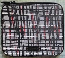 Vera Bradley Tablet E Reader Zip Sleeve Case 8 X 10 1/2 Zip Black/Gray/Red Lines