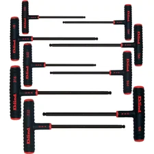 Power-T Handle Ball-Hex Key Allen Wrench- 9-Pieces Set SAE Inch Sizes 5/64 In. -