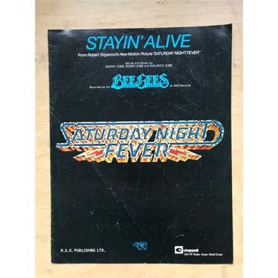 BEE GEES STAYIN' ALIVE SHEET MUSIC WORDS AND MUSIC 1977 - light creasing/ageing 