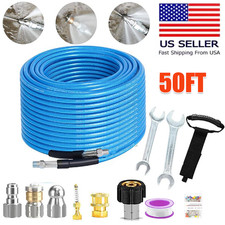 50FT 1/4" M-NPT 5800PSI Drain Cleaner Hose Sewer Jetter Kit for Pressure Washer