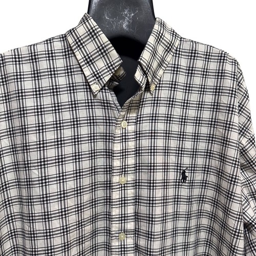 Ralph Lauren Blake Gold Black White Plaid Long Sleeve Shirt 100% Cotton Large - Picture 5 of 11