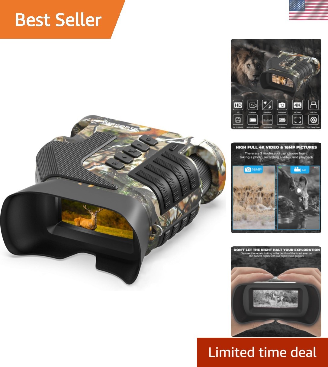 Goggles &ndash; 10x Optical Zoom, Ipx Waterproof, Ideal For Camping