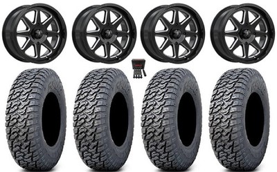 MSA Spark 15'' Wheels Gloss Blk/Milled 33'' Daemon Tires Can-Am Defender