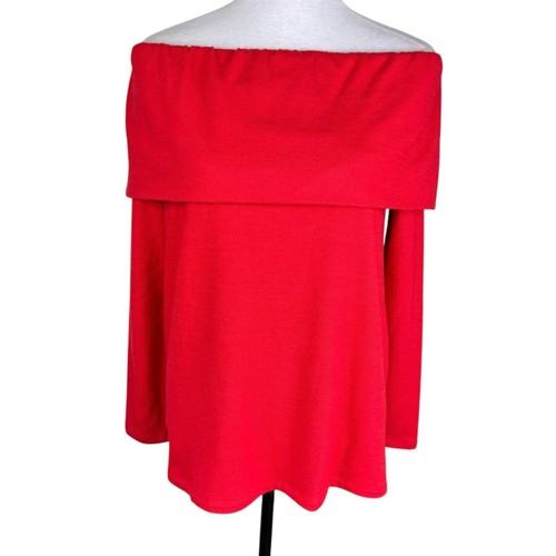 LOFT NWT XS Red Off The Shoulder Knit Warm Cozy Cocktail Long Sleeve Top