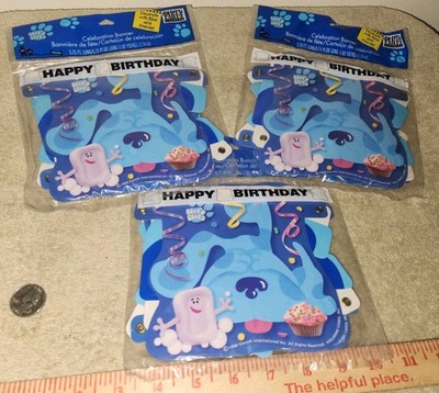 Lot of 3 Blue's Clues Party Celebration Banner 1999 Decorations Viacom Birthday
