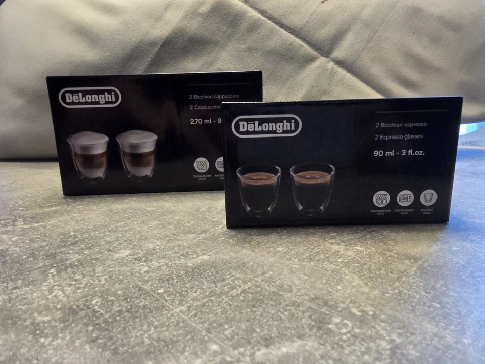 "Delonghi " 2 St.  ESPRESSOGLÄSER 60ml DLSC310 DE LONGHI DOPPELGLAS NEU in OVP
