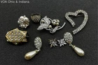 Vintage Rhinestone Faux Pearl Costume Jewelry Lot Brooches Earrings 76.1g