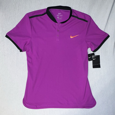 Nike Court Advantage Dri-FIT Men s Violet/Black Shirt Size M Short Sleeve