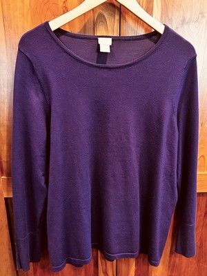 Chico's Size 2 L Purple L/S Button Cuff Detail L/S Sweater (NWOT)