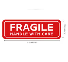 600 Fragile Handle With Care Stickers 3x1 Shipping Labels Red Adhesive Roll