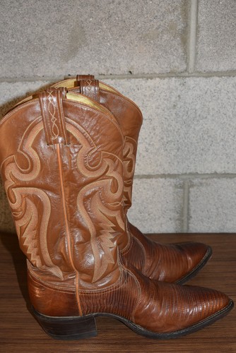 Vintage Brown Tony Lama Men' 9 D Teju Lizard Cowboy Boots Black Label Style 8593, $99 - Photo 17