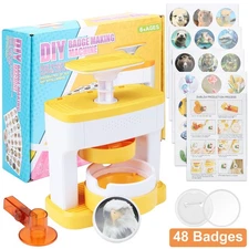 Pin Badge Maker Machine Press Kit with 48 Images No-Mount Design for DIY Crafts