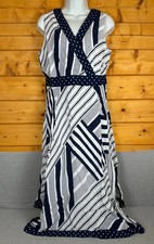 CLEARANCE Pomodoro Womens Sleeveless Maxi Dress UK 12 Navy White