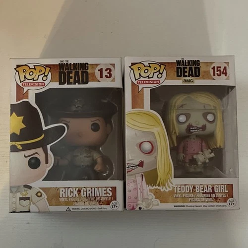 Funko Pop! Vinyl Rick Grimes 13 & Teddy Bear Girl 154 The Walking Dead Figures