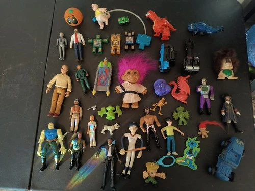 Vintage Action Figure And Parts Lot GoBots, Tonka, Dinosaurs, Jonny Quest Trolls