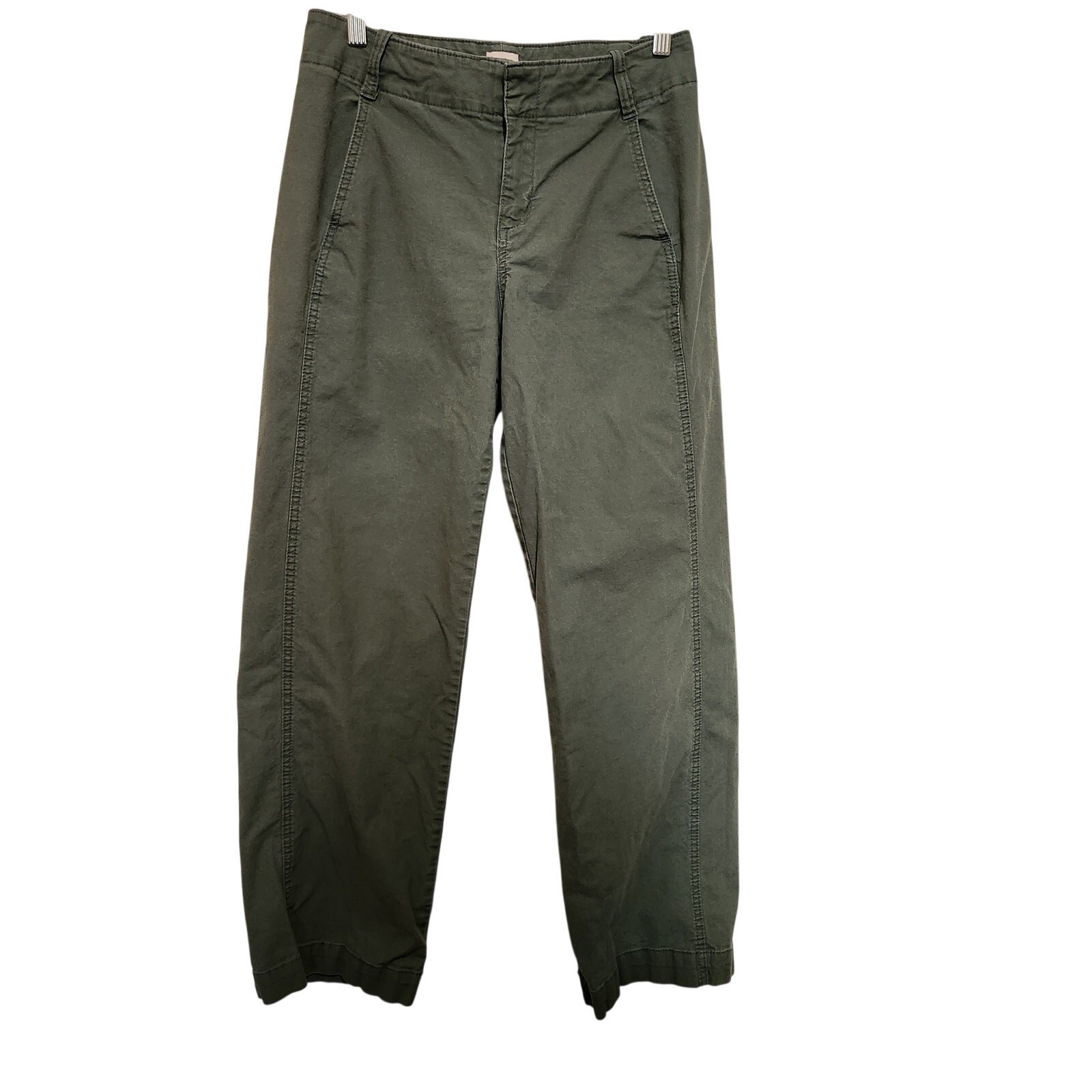 A New Day Khaki Green Straight Leg Relaxed Mid Rise Chino Trouser Pants Size 6