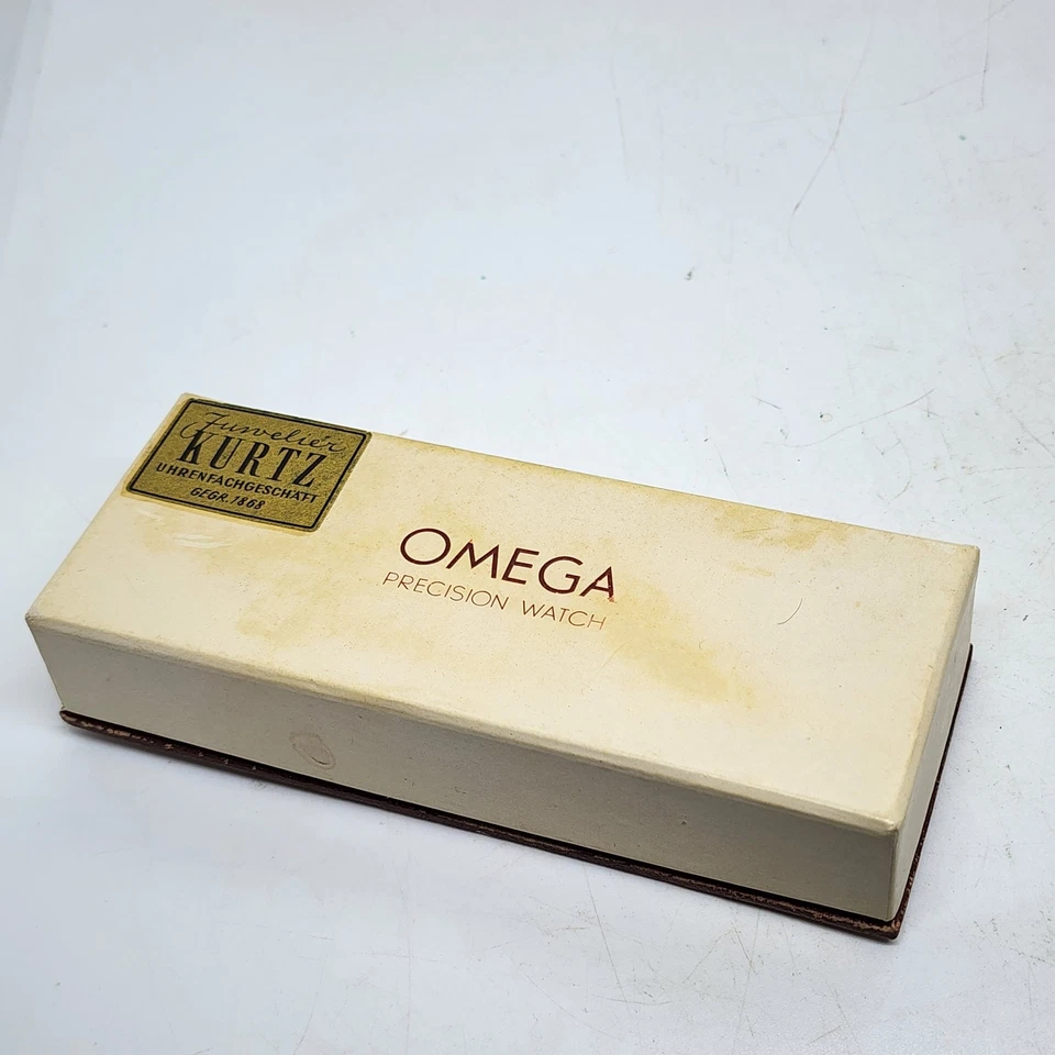 Vintage 1940s OMEGA PRECISION WATCH BOX only No watch Brown Velvet Inside Swiss - Image 4 of 4