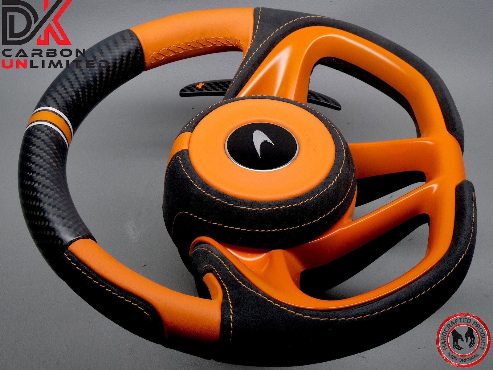 McLaren 750S 720S 765LT Alcantara Orange MSO Weave Matte Carbon Steering Wheel