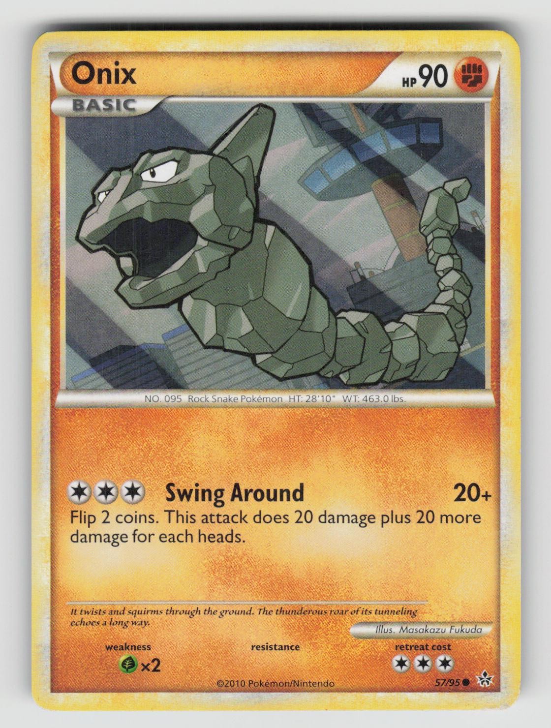 Onix 57/95 Common HGSS Unleashed Pokemon Moderately Played