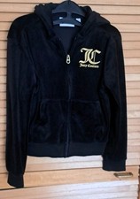 Girls Black Velour Tracksuit Top By Juicy Couture (Size Age 8-9 years)