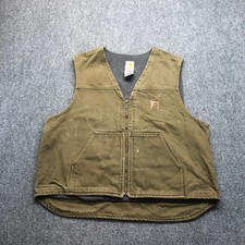Carhartt V02 BRN Duck Vest Mens 2XL Brown Canvas Fleece Lined Workwear Gilet