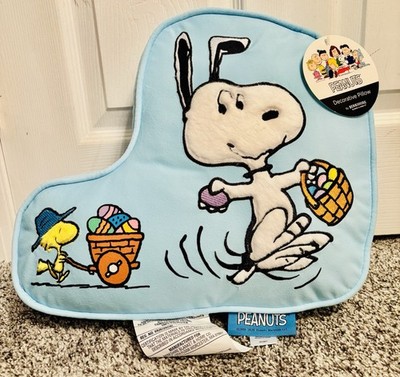 Peanuts Snoopy & Woodstock Easter Basket Blue Decorative Pillow Berkshire