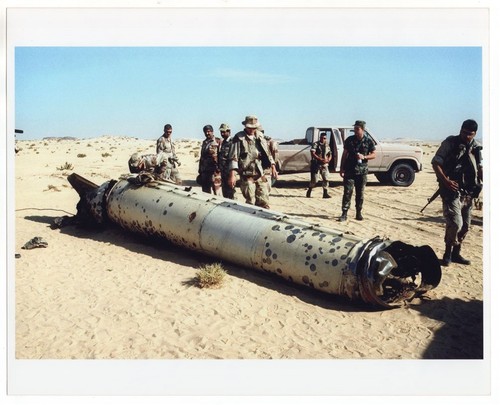 1992 Desert Storm Iraqi Scud Missile Shot Down by MIM-104 Patriot SAM 8x10 Photo