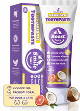 Natural Coconut Oil Dog  Cat Toothpaste, Safe to Swallow, 3.52oz  Gentle Clean