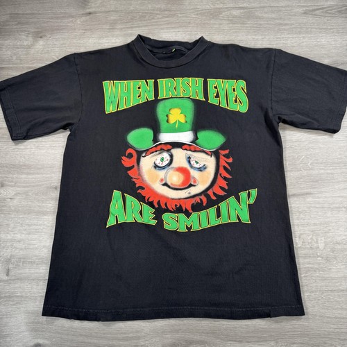 Vintage Irish Leprechaun Stoner Shirt When Irish Eyes Are Smilin 90s Weed Tee