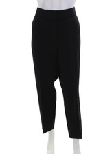 St. John Caviar Womens Two Pocket High-Rise Tapered Pants Trousers Black Size 10