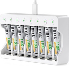 EBL AAA Rechargeable Batteries 8 Pack, Triple AAA Batteries 1100mAh High Capacit