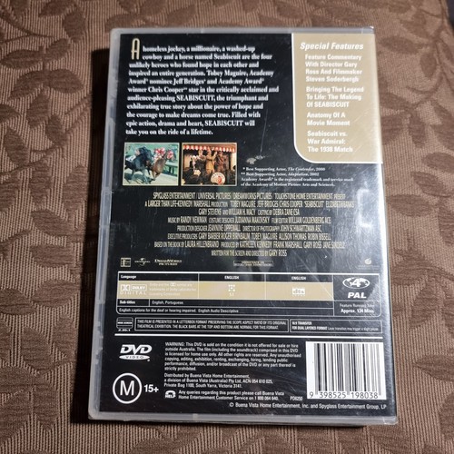 Seabiscuit DVD, 2003, PAL Region 4, Tobey Maguire, Brand New & Sealed - Picture 2 of 2