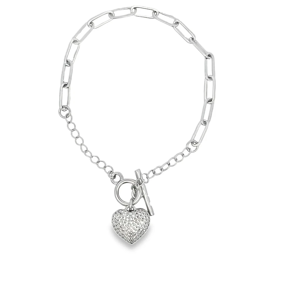 Pulsera de cadena con clip de oro ANAYA 18K corazón circonita cúbica piedras regalo para mujer” Foto 2 de 2
