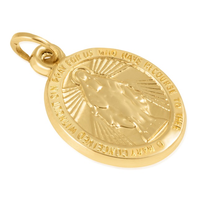 14K Yellow Gold Religious Disc Pendants / Charms / Medallions for Men