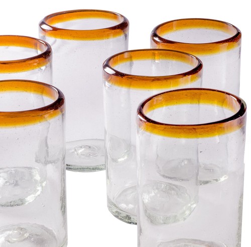 Orion Mexican Glassware Amber Rim 16 oz Tumbler - Set of 6 - Picture 7 of 11
