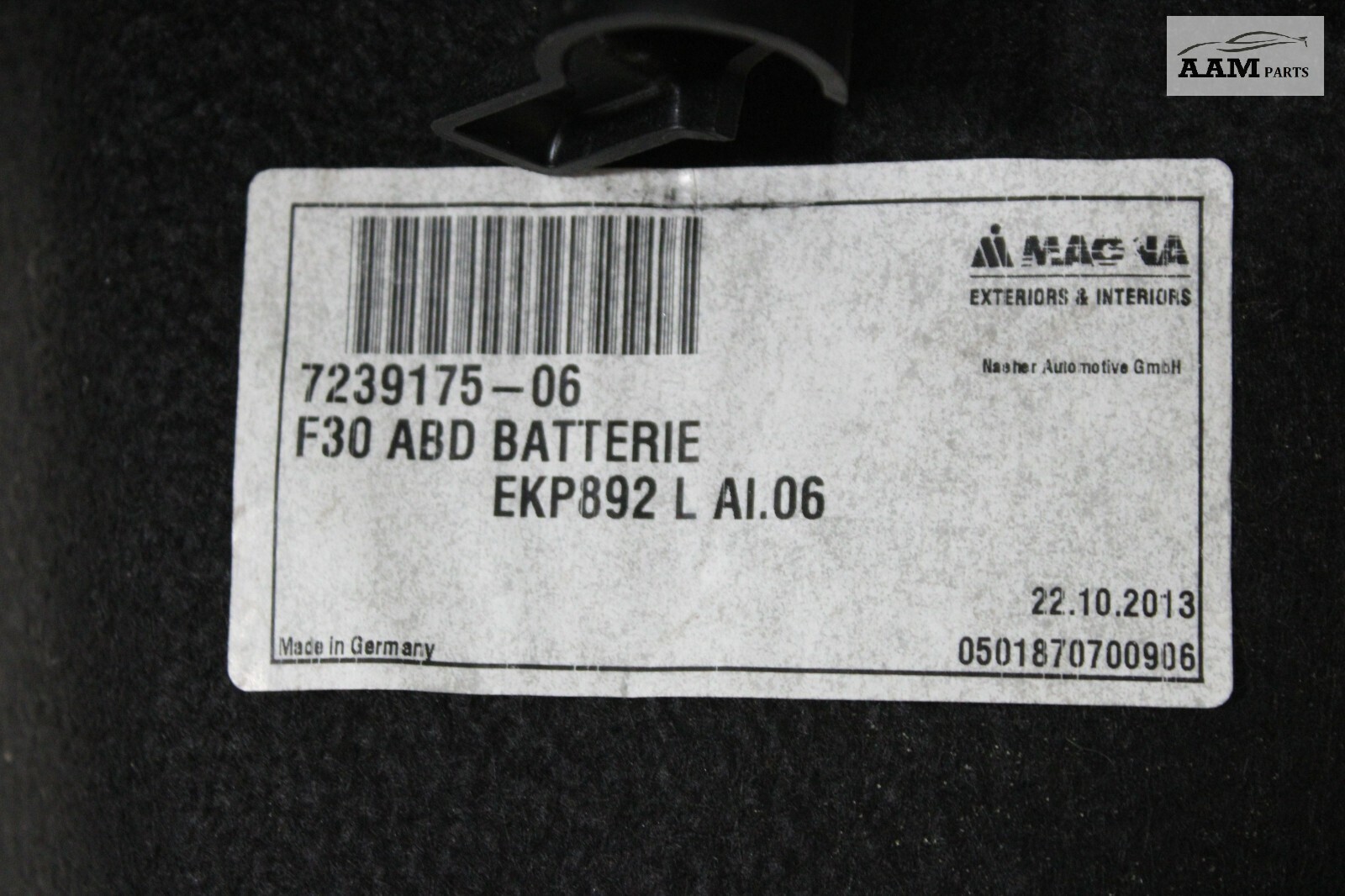 2013-2016 BMW 320I F30 TRUNK RIGHT SIDE BATTERY COVER TRIM TOOL COMPARTMENT OEM