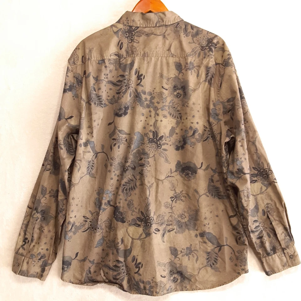 Camisa Caribbean Joe Para Hombres LS Estampado Floral Botón Talla XXL/Verde/Diseñador/Algodón Foto 3 de 4