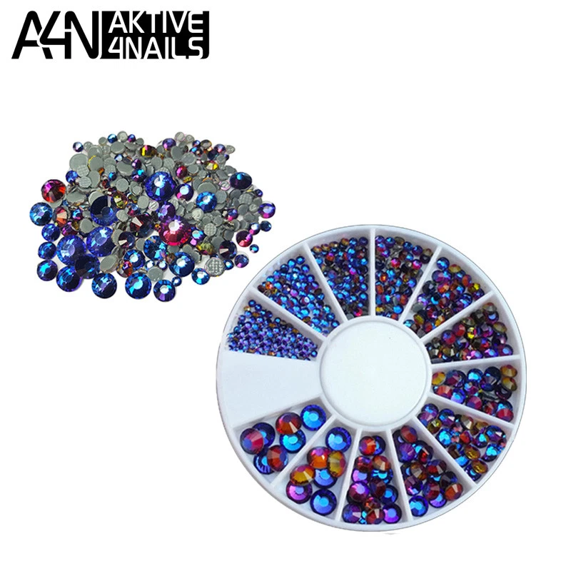 AKTIVE4NAILS Chameleon BLUE Strass-Rondell 240 Steinchen / 9 Größen Naildesign Steinchen