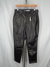 Old Navy Black Faux Leather High Rise OG Straight Ankle Pants Size 10 New