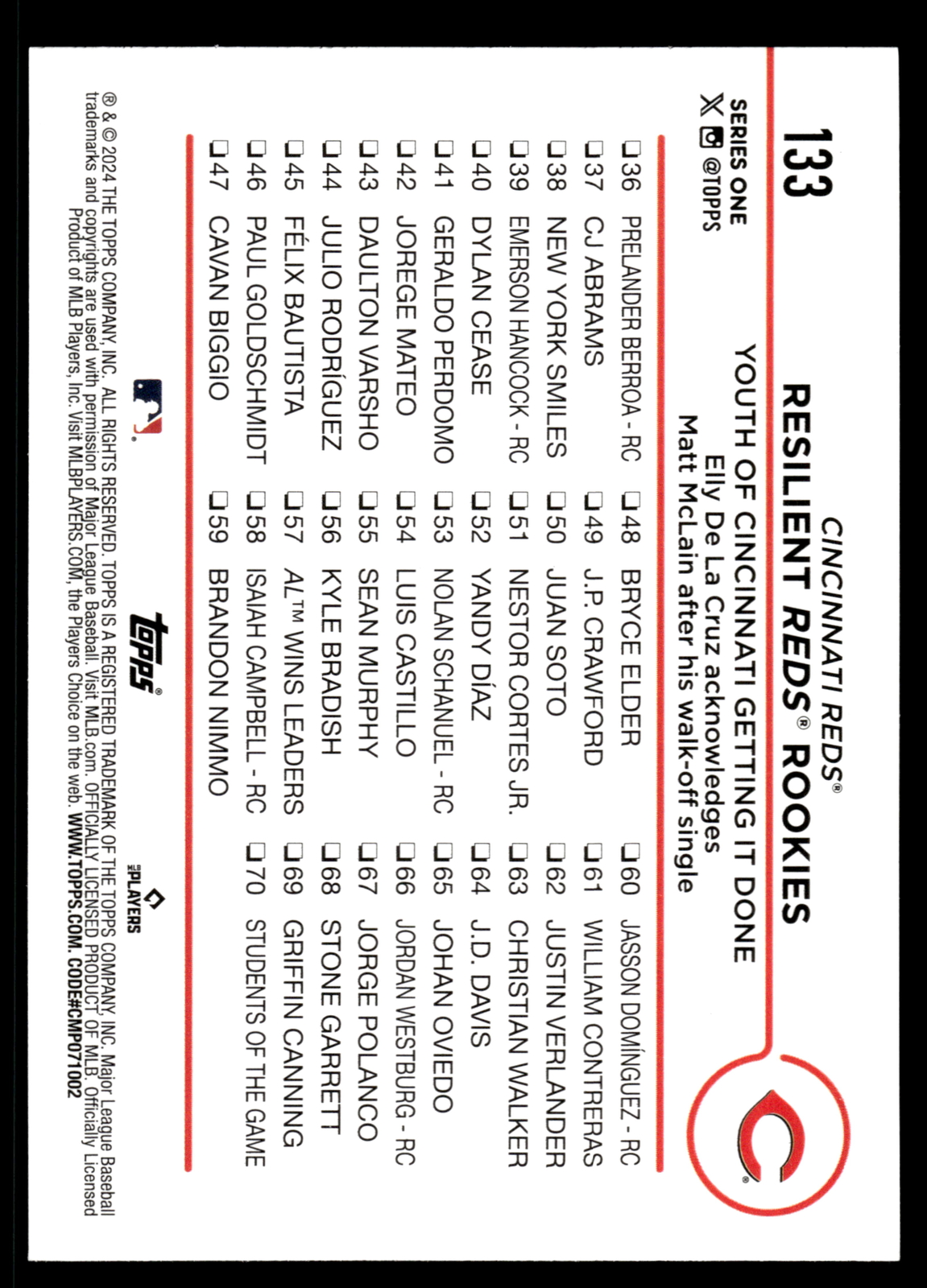 2024 Topps 133 Elly De La Cruz / Matt McLain Cincinnati Reds eBay