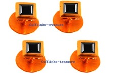 Natural Black Onyx Gemstones 925 Solid Silver Gold Plated Tuxedo Buttons set 70