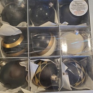 Vitbis Christmas Christmas Large Ball Ornaments Poland Blown Glass Set of 9