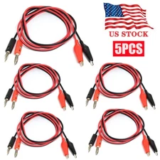 5PC 3FT Alligator Probe Test Lead Clip to Banana Plug Probe Cable for Multimeter