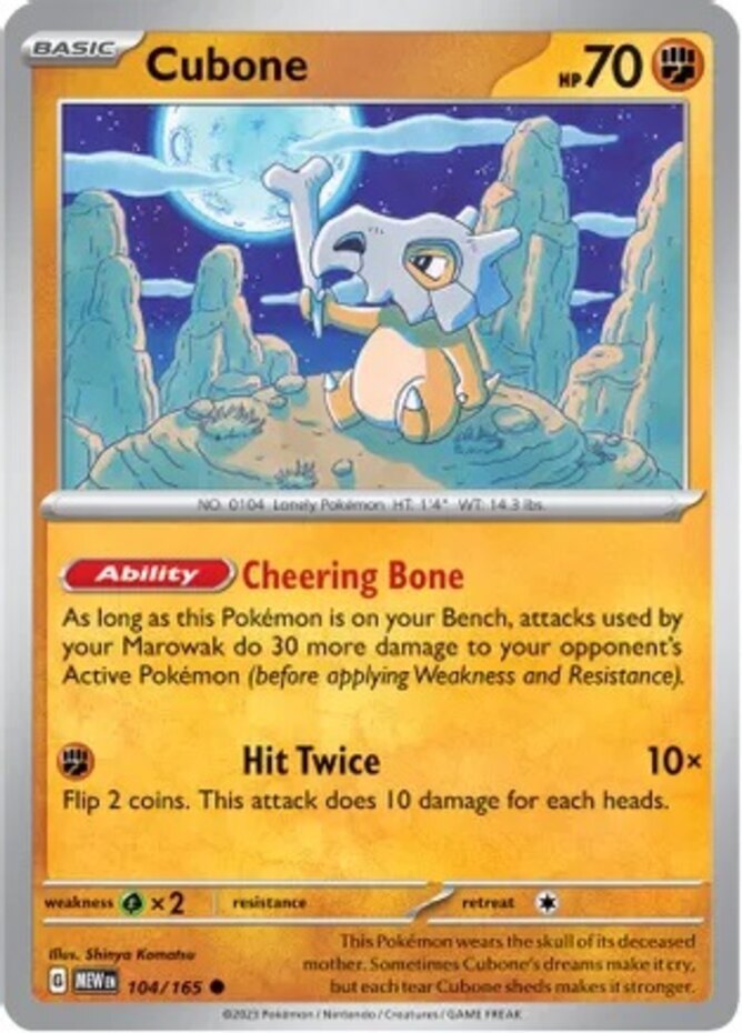 Pokemon Cubone - 104/165 - Common NM-Mint Scarlet & Violet - 151